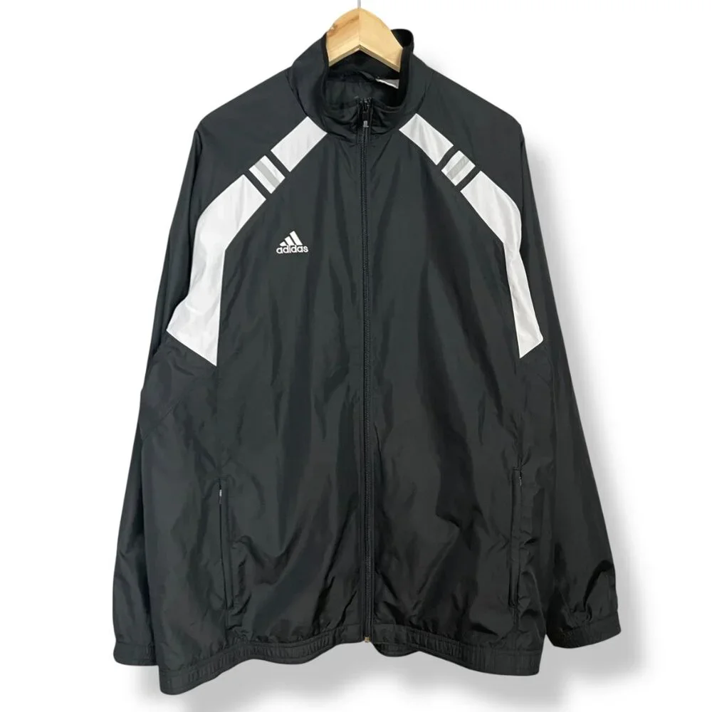 Adidas Windbreaker Jacket Men Sz Large SAMPLE Black White Track Athletic Relaxed